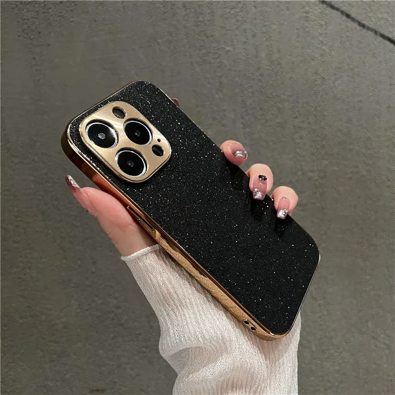 Luxurious Gold Plated Glitter Camera Protection Case with Shockproof Bumper