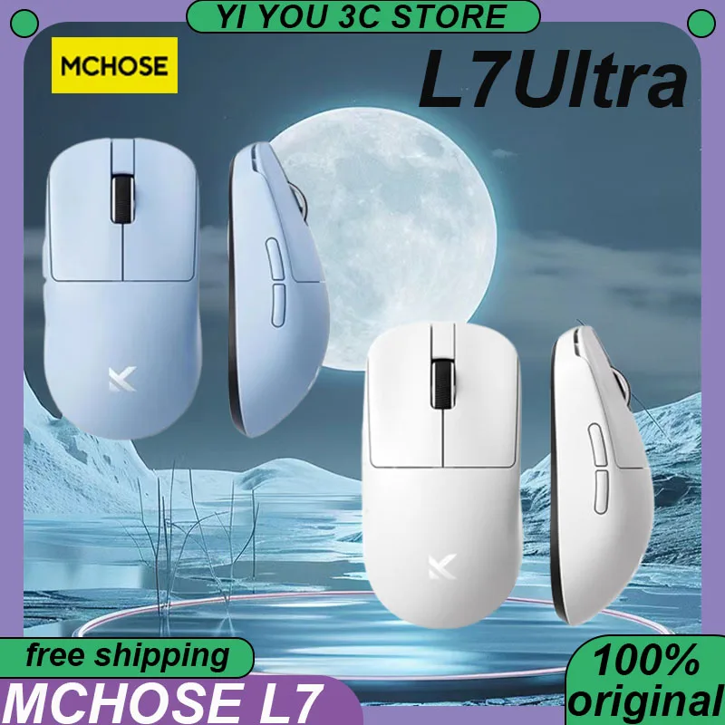 Wireless Mouse Gaming Mouse Wireless Gaming Mouse Wireless Optical Mouse MCHOSE L7 Ultra Esports Mouse Wireless Tri-mode Lightweight 8K Rechargable PAW3395 Portable Laptop PC Gaming Mice Gift