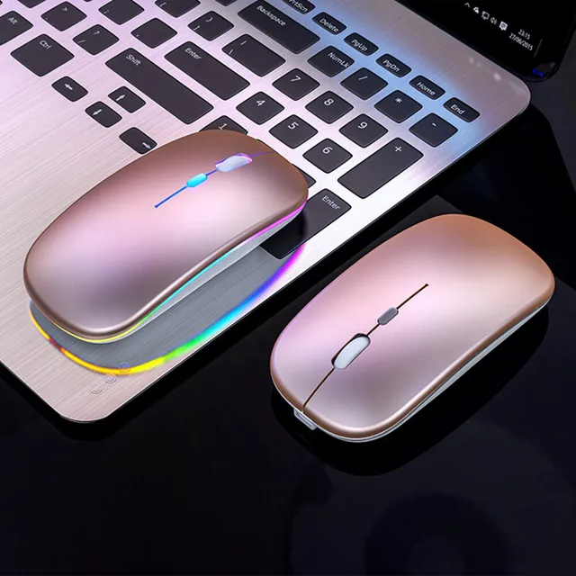 Ratón óptico inalámbrico para ordenador portátil, Mouse silencioso ergonómico con retroiluminación LED, recargable, 2,4G, envío rápido 5