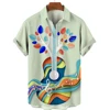 Summer Hawaiian Shirts For Men Music Guitar Printed Tops Clothing Fashion Casual Oversized Collar Rock And Roll Blouses 3
