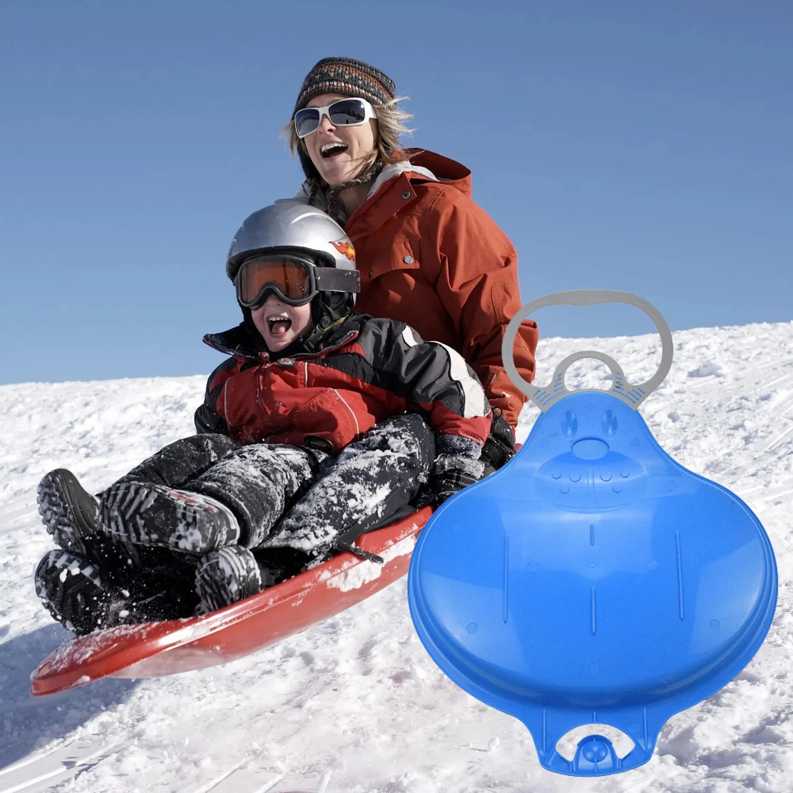 Sledge 4 Pcs Snow Sled Cute Seal Shaped Sleigh Toboggan Snow Sledge for Kids Adults Winter Outdoor Sports Plastic Sled for Snow Sand Grass Water Bobsled Bobsleigh Skiing Board Sandboard Random Color 