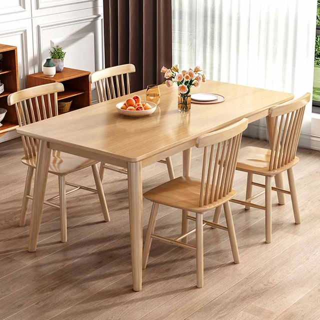 Mesa de Comedor multifuncional, mueble rectangular de madera nórdica, 6  sillas, envío gratis