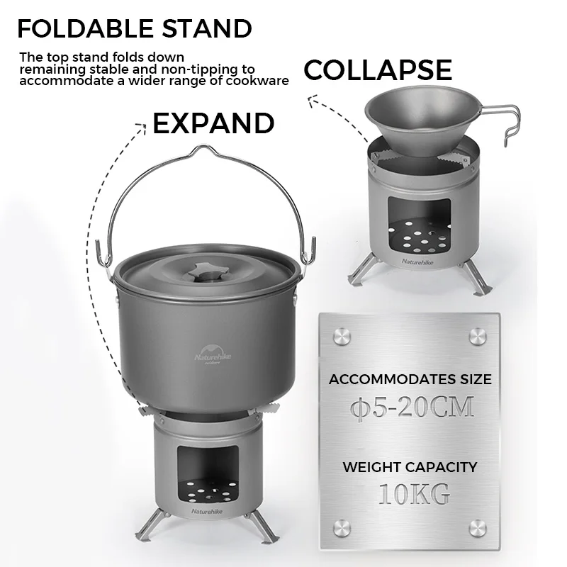 Naturehike Wood Stove Mini Titanium Potable Camping Stove Outdoor - View #10