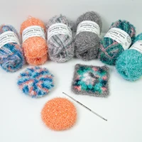 Scrubby Yarn for Scrubbies 6pcs Scrubbing Yarn Rainbow Colored Polyester for Dish Scrubber Crochet Knitting Project Craft Kit 2