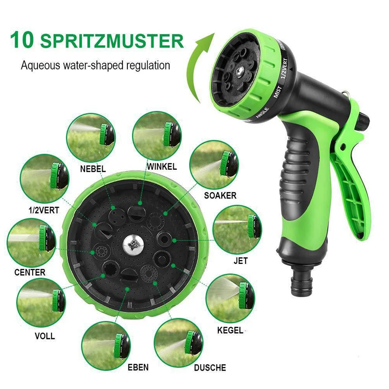 125FT Garden Magic Hose Outdoor Expandable Hose With 10 Function Car Wash Water Gun, Garden Irrigation And Cleaning Tool