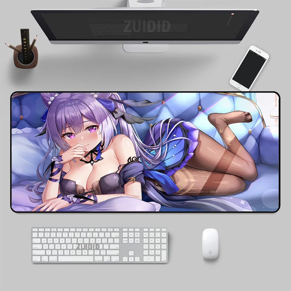 Genshin alfombrilla de ratón de Anime para chicas, accesorios de Juegos de ordenador, teclado de cómic, Con pechos HD| - AliExpress