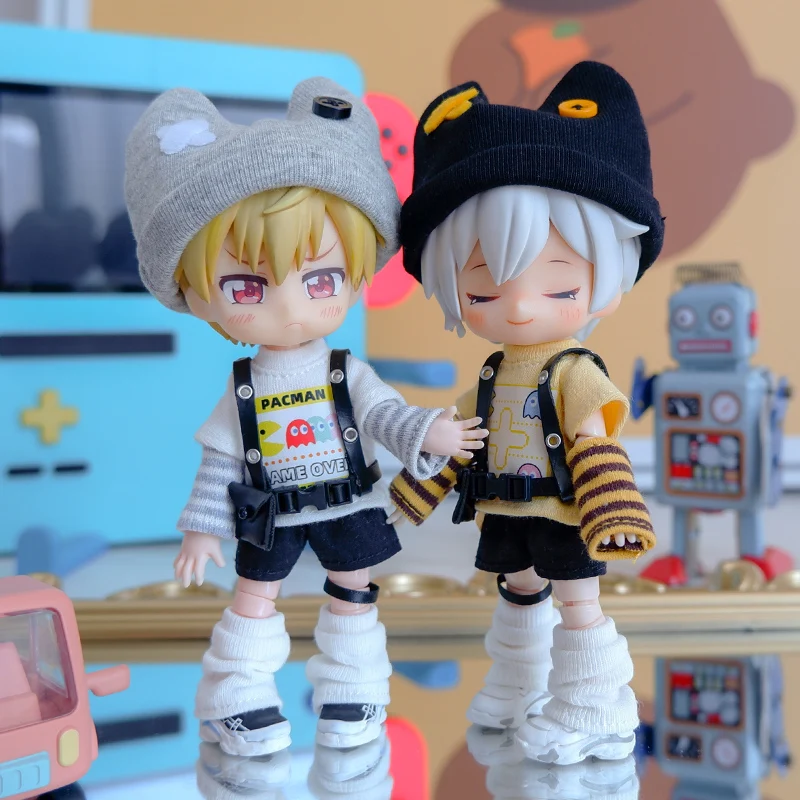 New OB11 Clothes Hooded Eat Peas Jacket Game Doll Sweater Set Obitsu11, Molly, GSC, YMY, 1/12bjd Clothes Doll Accessories 3