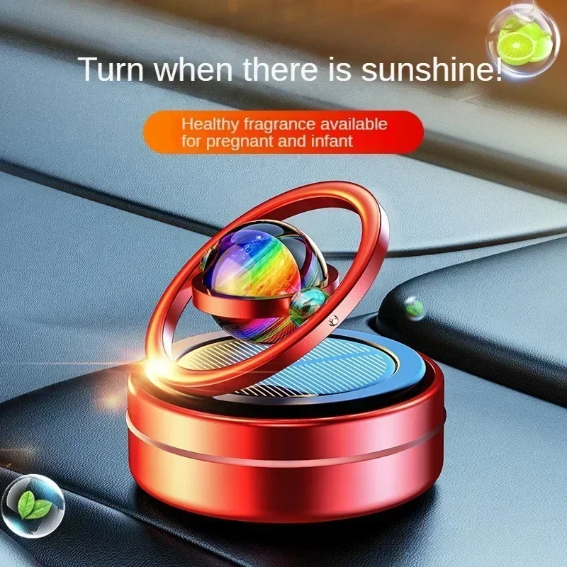 Portable car air fresheners Perfume Diffuser Double Ring Auto Rotating Solar Mini Kinetic Car Aromatherapy Room Car Air Freshener