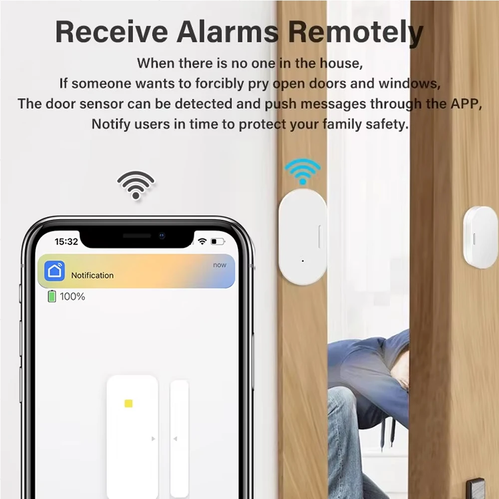 Zigbee Door window sensor Door Window Open Closed Detector Alarm Sensor Smart Home Automation Works With Alexa Google Home Z2M