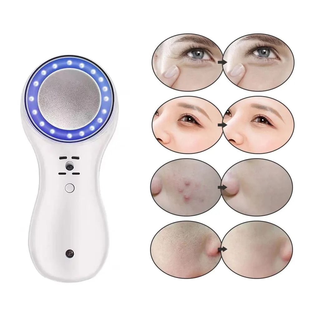 Red Blue Green 3 Light Therapy Cold Hammer Facial Skin Massage Machine Cryotherapy Ice Healing Face Care Massager Beauty Tools