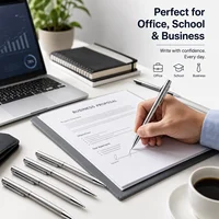 5/10/20Pcs Stainless Steel Ballpoint Pens, Silver Metal Medium Nib Smooth Twist Writing Pens for Office School 6