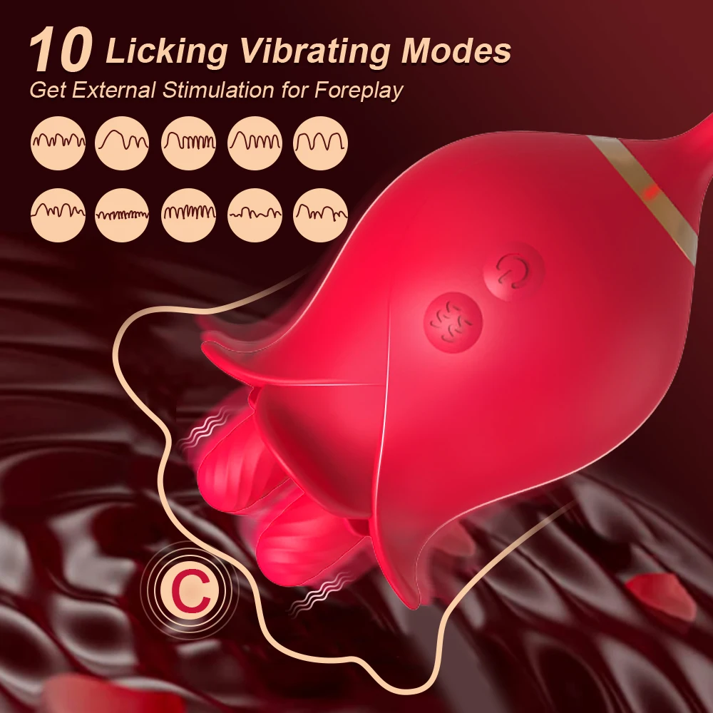 Tongue Licking Thrusting Vibrator Women G Spot 3 In1 Clitoral Stimulation Nipple Massager Adult Sexs for Female Rose_voghion.com