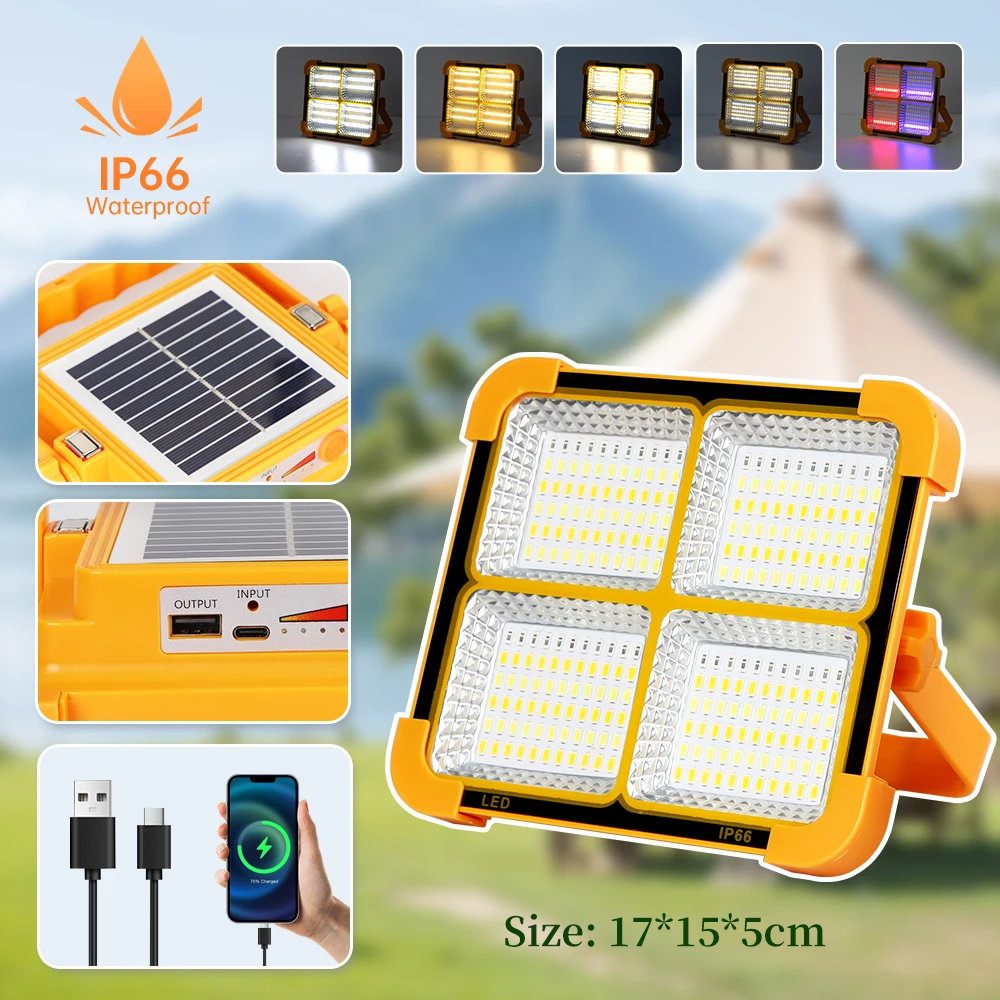 Outdoor Solar Lights LED with USB Port Emergency Camping Supplies Solar Lamps Lantern Travel Hike Portable Rechargeable Led Lamp