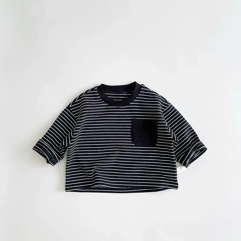 Trendy Striped Tshirt Fashion New Versatile Casual Loose Round Neck Tees New Design Long Sleeve Solid Color Tops 2
