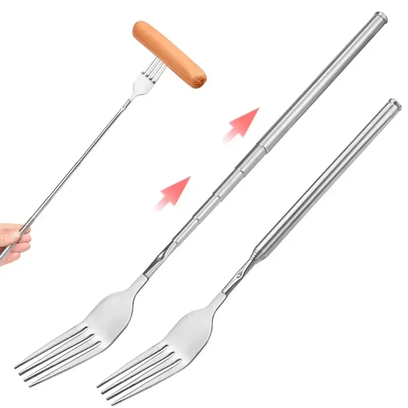 Forchetta Telescopica Estensibile In Acciaio Inox Per Barbecue – Da 22 A 64 Cm – Leggera E Portatile - 3
