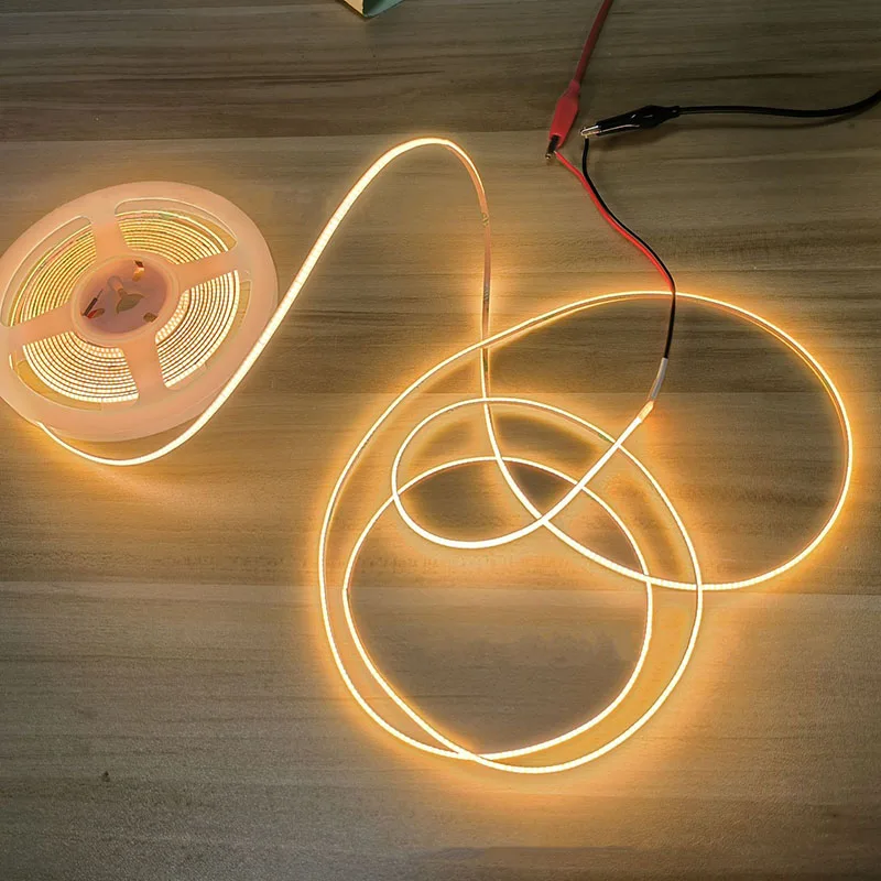 2.7Mm 울트라 좁은 Led 스트립 레드/블루 3V/5V 480Led 유연한 Cob 스트립 실내 캐비닛 옷장 선형 장식 조명 Usb 플러그