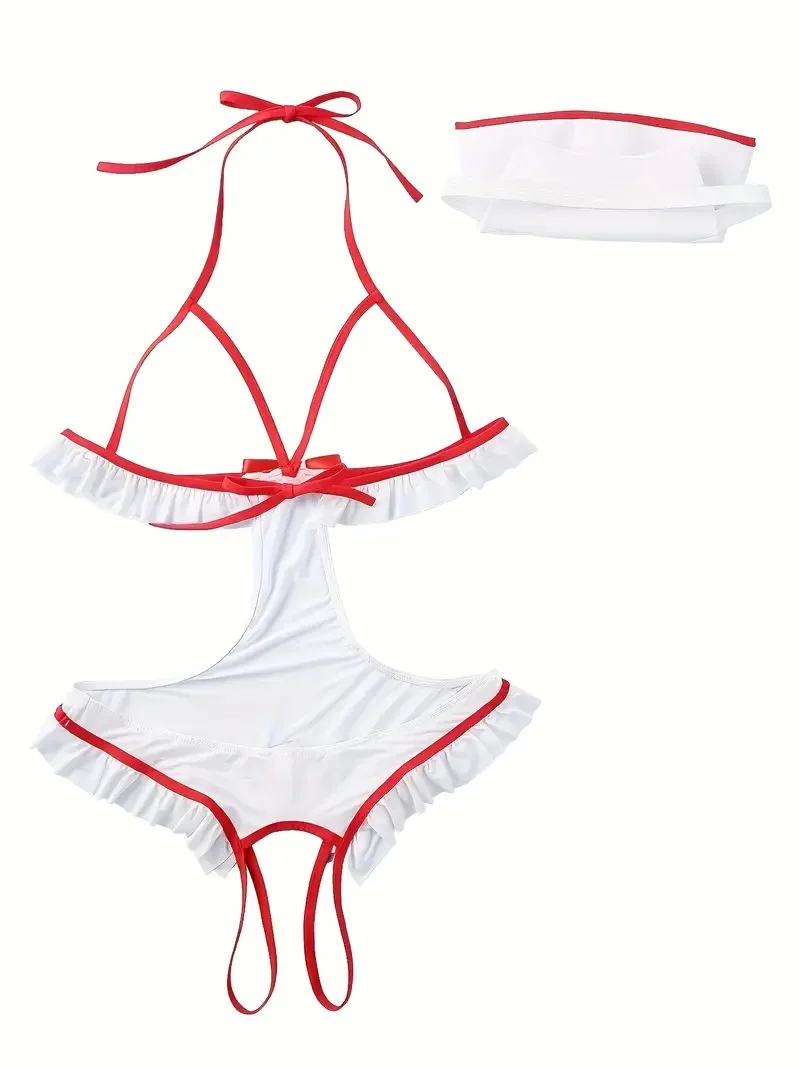 Sexy Nurse Halloween Costume for Women Adult Exotic Role Play Lingerie Set