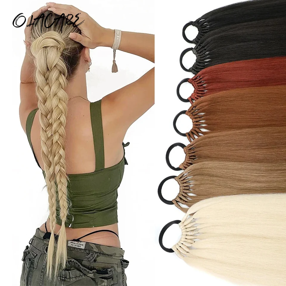 Synthetic Black Ponytail Extended Braid Hair Accessory for Women