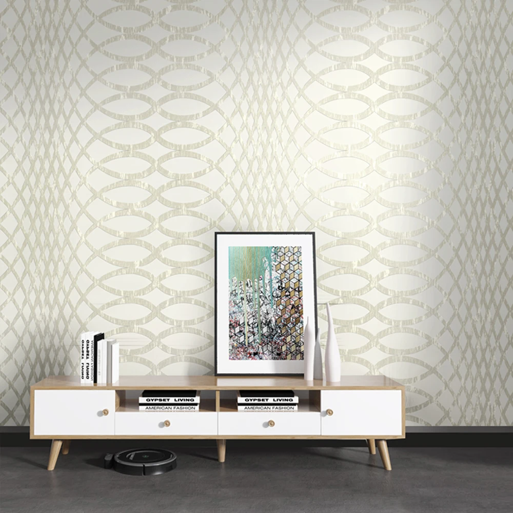 

Modern Nordic Geometry Stripped Circle Wall Paper Home for Living Room Bedroom 3 d Embossed Lattice Wallpaper