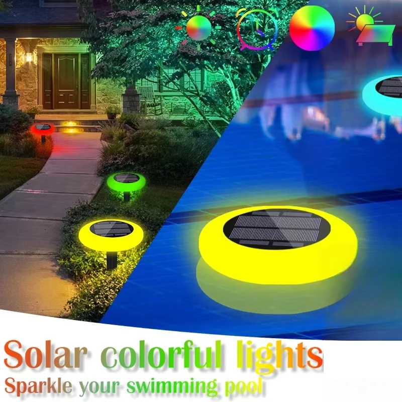Description Picture 2 of item1-4PCS LED Solar Lights Bright RGB Color Changing Outdoor Wireless Waterproof Garden Lamp Powered Landscape Path Lights for Yard