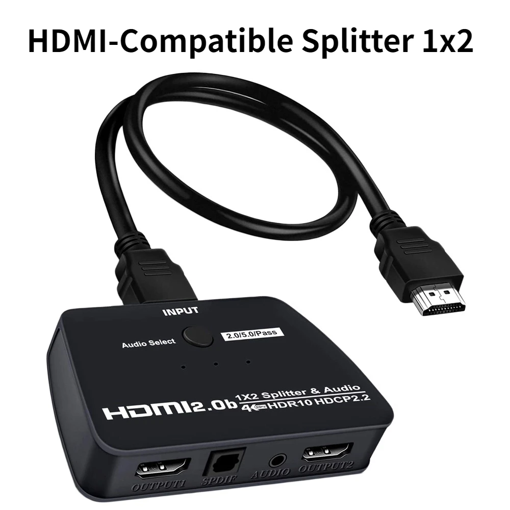 Splitter Compatibile Con Hdmi 1X2 4K Hd Splitter Audio Extractor 1 In 2 Out Port Hd Cable Splitter Amplificatore Hd Per Xbox Ps4 Ps5