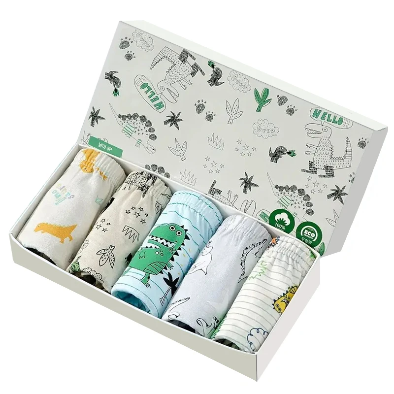 5 Pcs Boys Cotton Underwear Dinosaur Cartoon