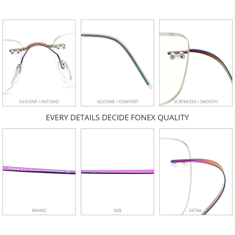 Fonex-男性と女性のためのリムレスチタン眼鏡,フレームレス眼鏡,超軽量
