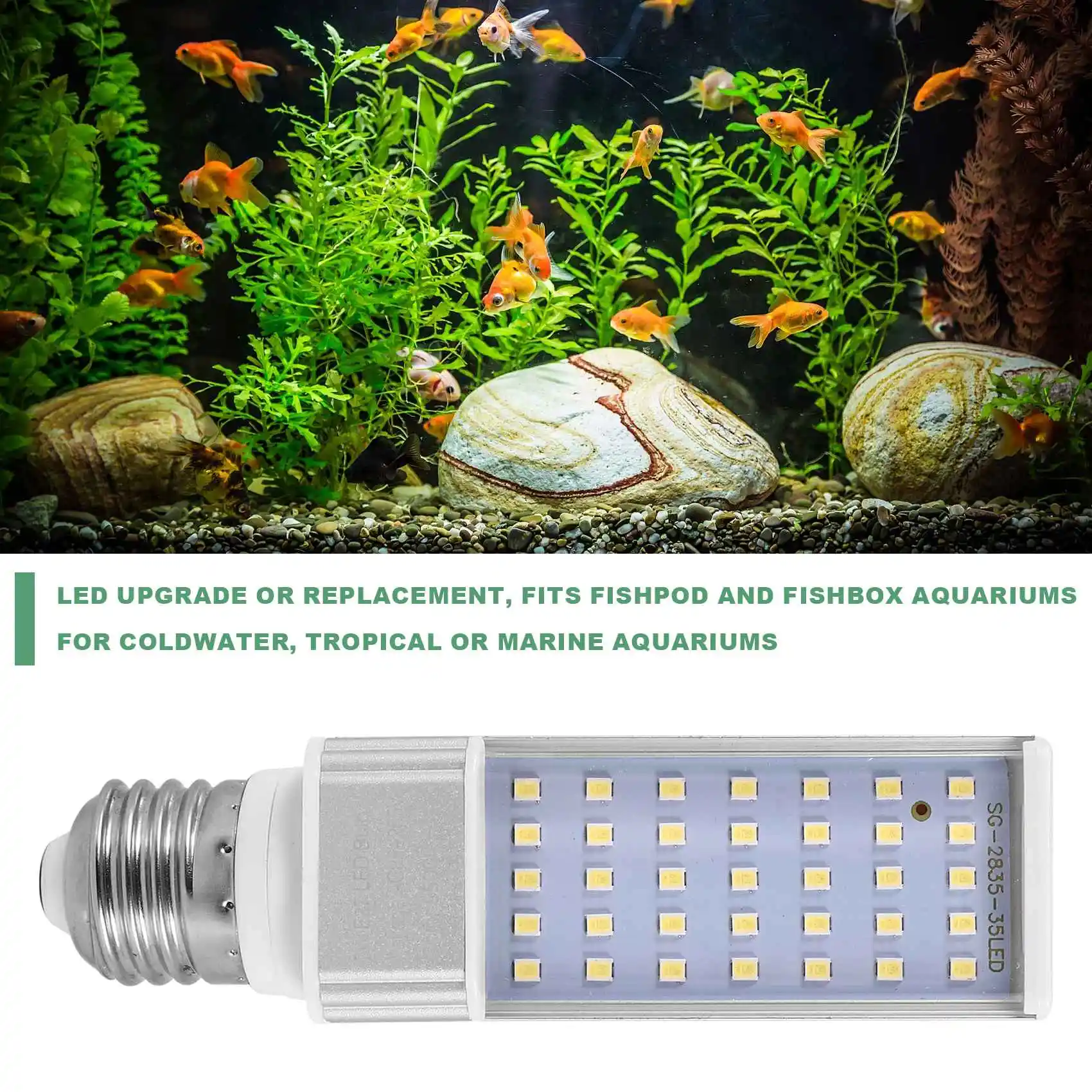 Newest Fishpod White Plant Aquarium 7W Grow Light LED Tank Fish Coral Bulb  E27 Lamp - AliExpress, image size:1700x1700