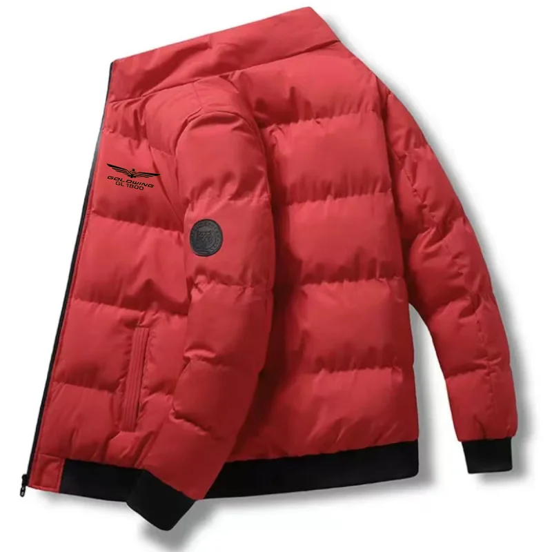Autumn and Winter Men's Pattern Printed Logo Golden Wing Honda Coast Car Driver Standing Collar Warm Cotton Clothes