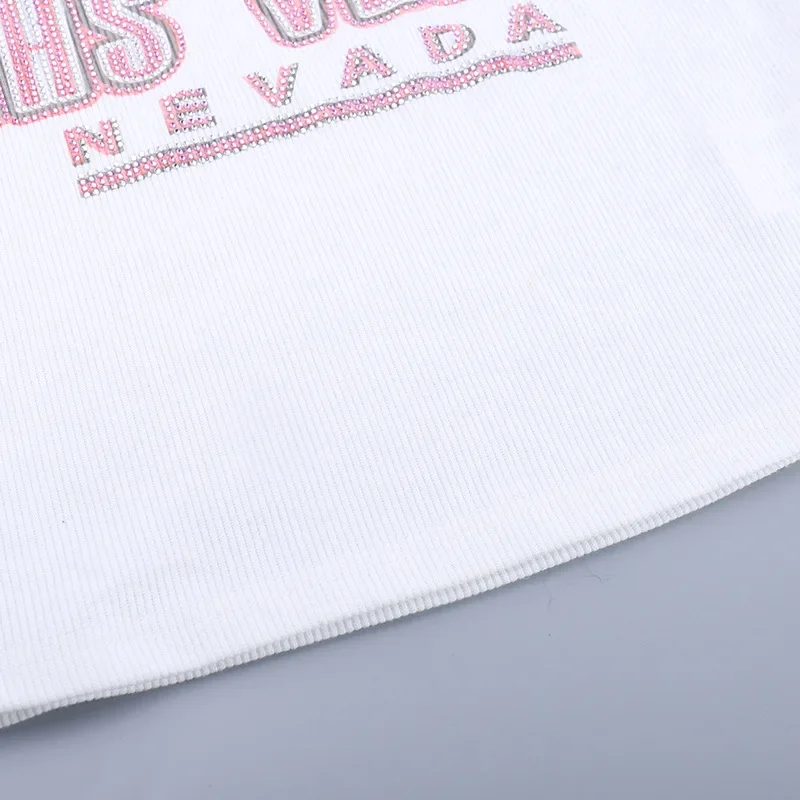 Y2k Accessories Summer Outfit Slim Fit Streetwear Casual Ropa De Mujer Hot Drilling Cute Tops White Tank Top Women Edgy Clothes
