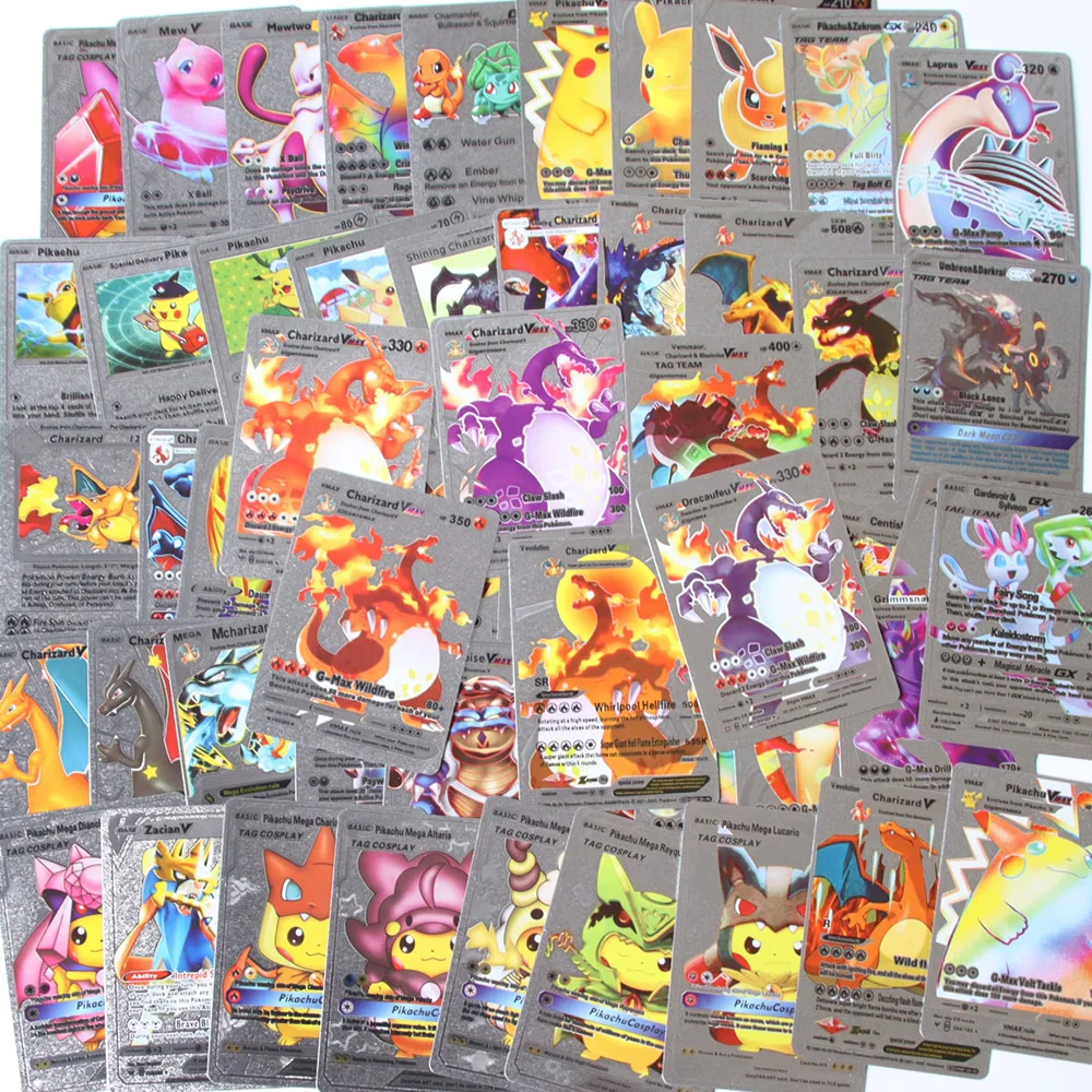 Cartas Español Spanish Metal Cards Vmax Charizard Pikachu Gold Metal Card  España Collection Card Pokémon Cards - Realistic Reborn Dolls for Sale