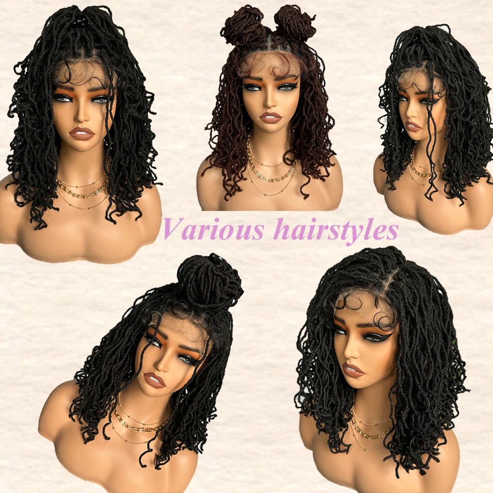 X-TRESS 4x4 Lace Front Twist Dreadlock Braided Wig 14" Curly Faux Locs for Black Women with Baby Hair