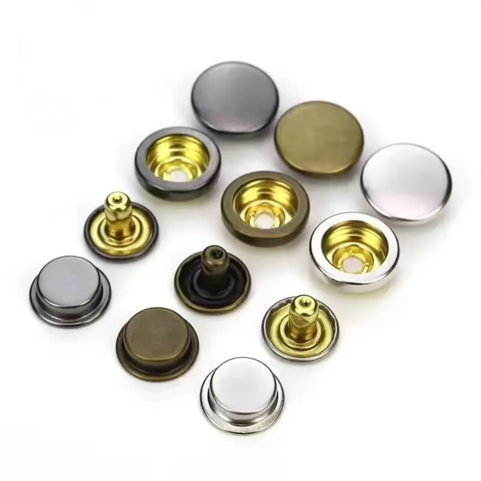 10 Sets Metal Buttons Leather Snap Fasteners 12mm 503 15mm 501 Round Color Button No Sewing for Clothes 5