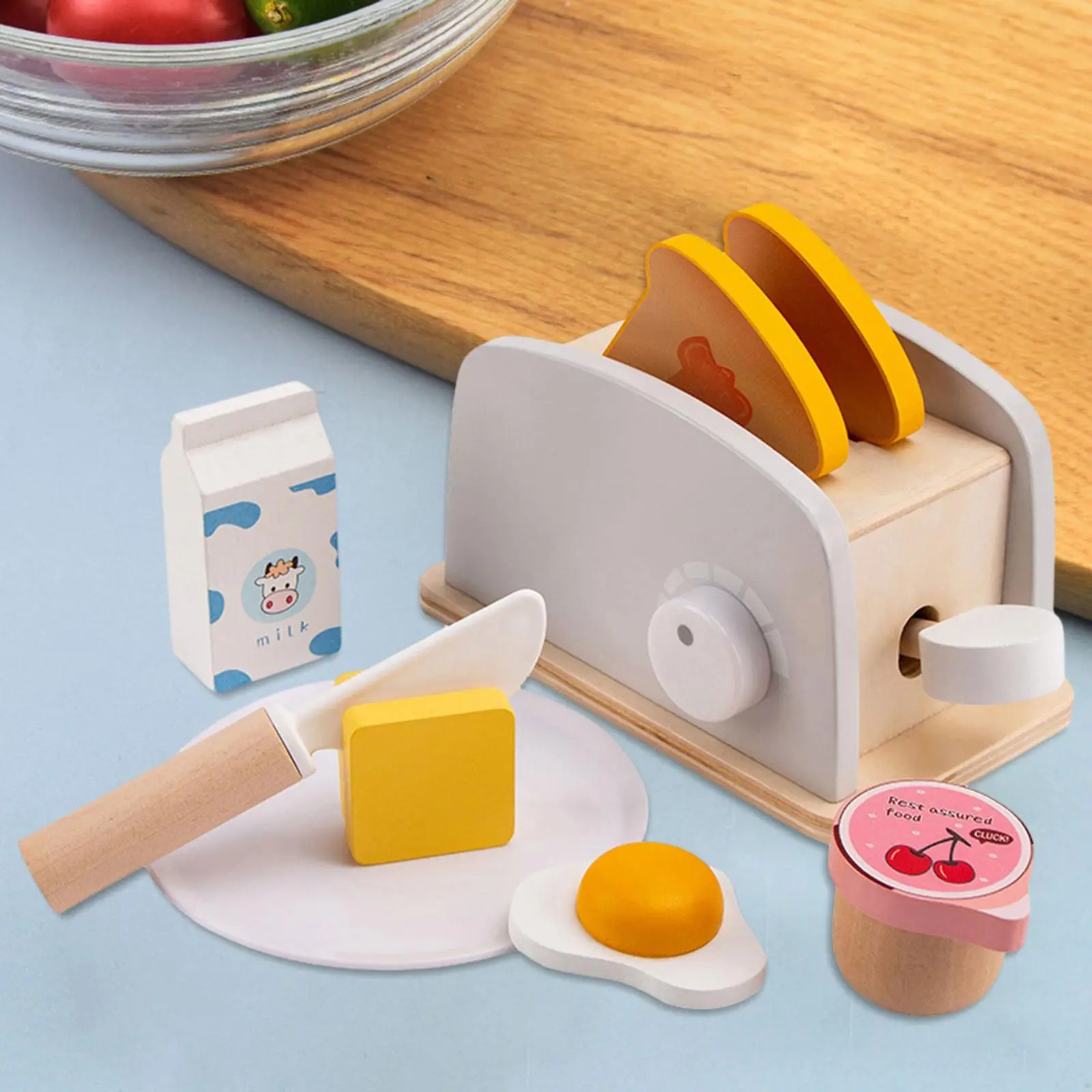 

Bread Toaster Set Early Education with Kitchen Accessories Gifts Role Play Toy Bread Machine Toys for Girls and Boys 3+ Year Old