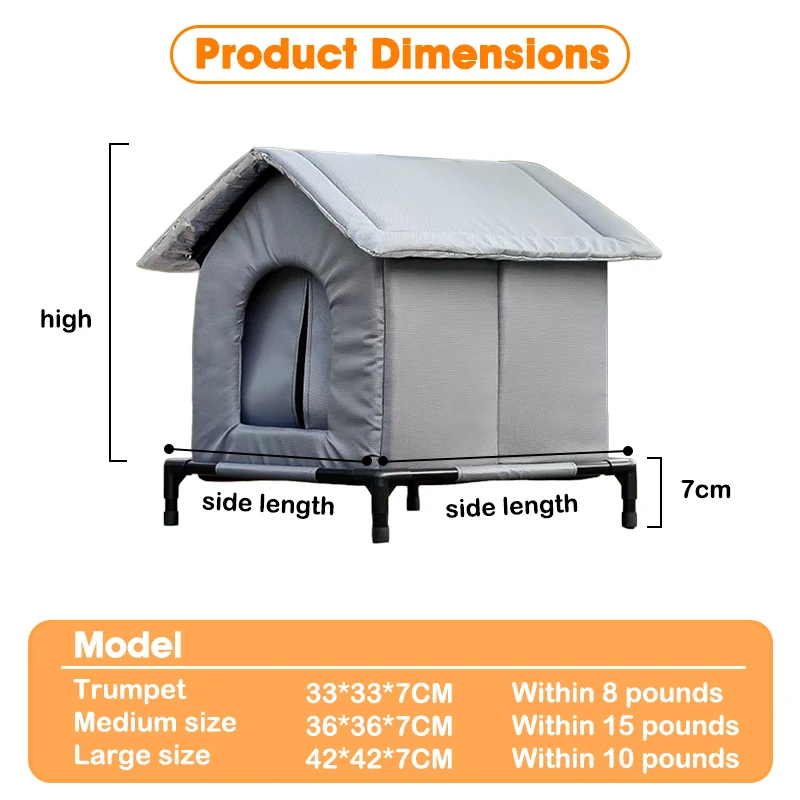 Outdoor Insulated Waterproof Cat Shelter with Moisture-Proof Base