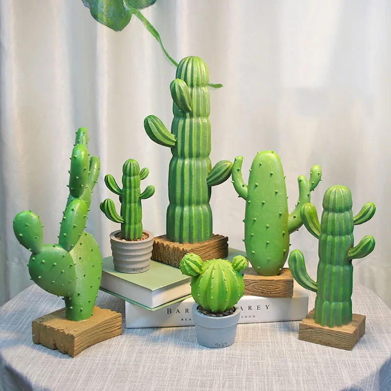 

Nordic Creative Simulation Resin Cactus Pillar Ornaments Home Livingroom Furnishing Crafts Office Desktop Figurines Decoration