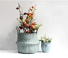 Boho Decor Striped Wicker Storage Baskets Handmade Collapsible Laundry Basket Patchwork Seaweed Flower Belly Garden Flower Pot 4