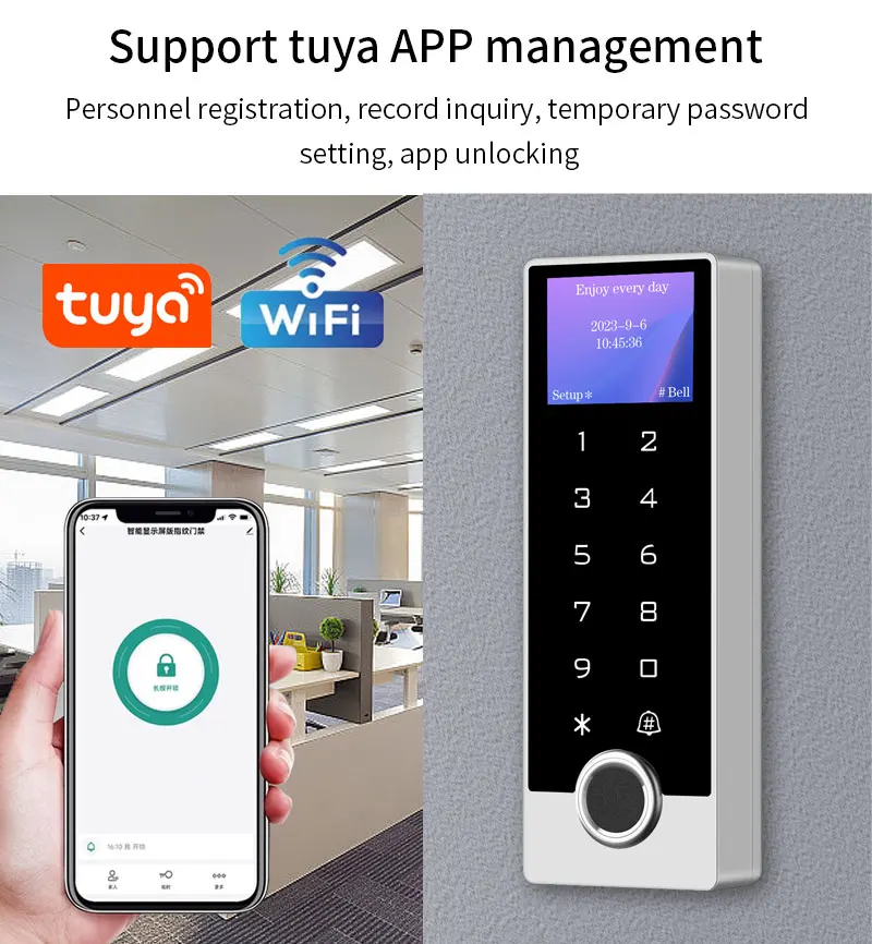 LCD Screen WIFI Tuya app Fingerprint Access Controller Keypad Waterproof RFID St