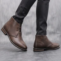 Retro Style Men Boots leather boots Men Ankle Boots #KD581 - Image 5