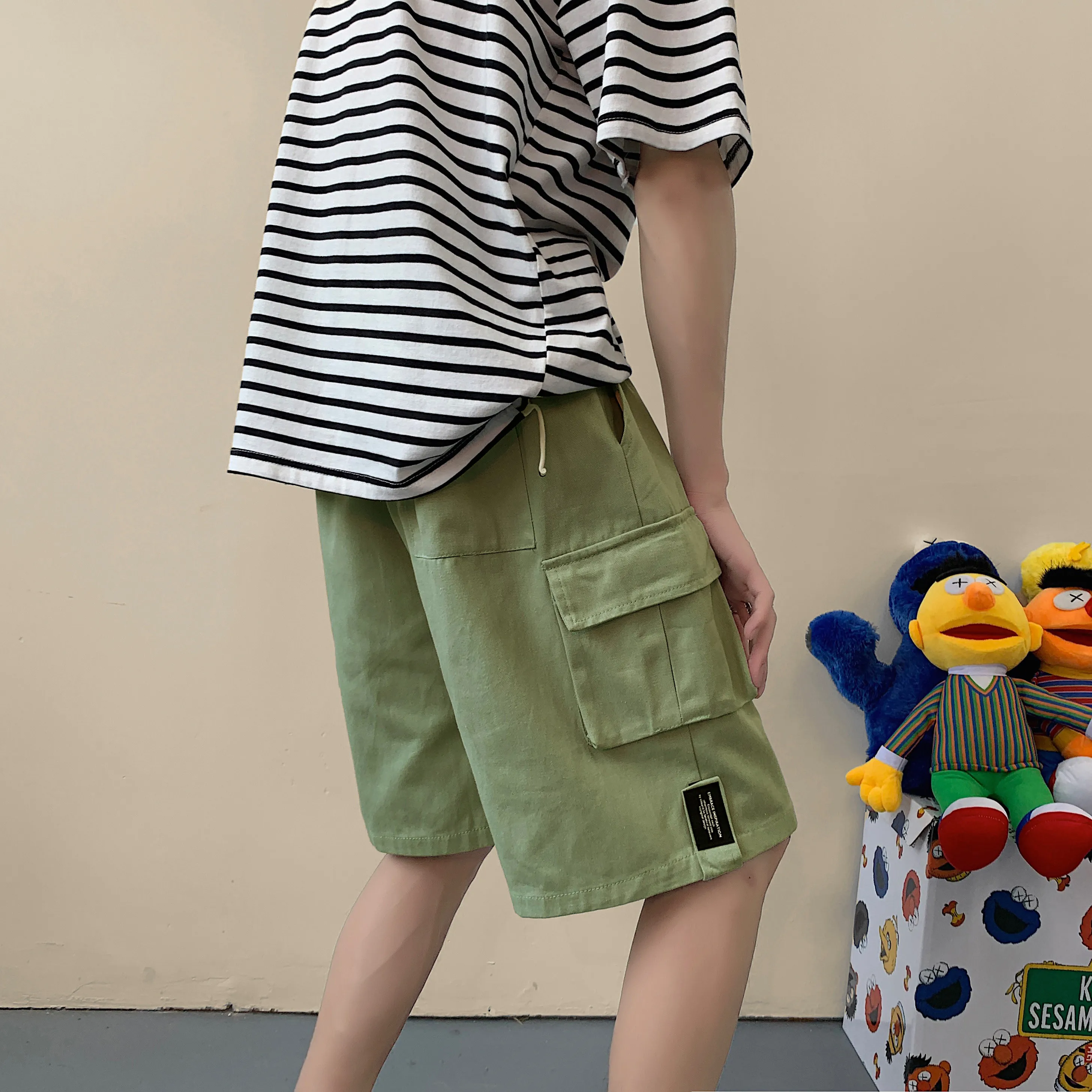 Men Army Green Cargo Shorts Summer Military Tactical Homme Shorts Casual Solid Multi-Pocket Male Punk Plus Size Ulzzang Shorts