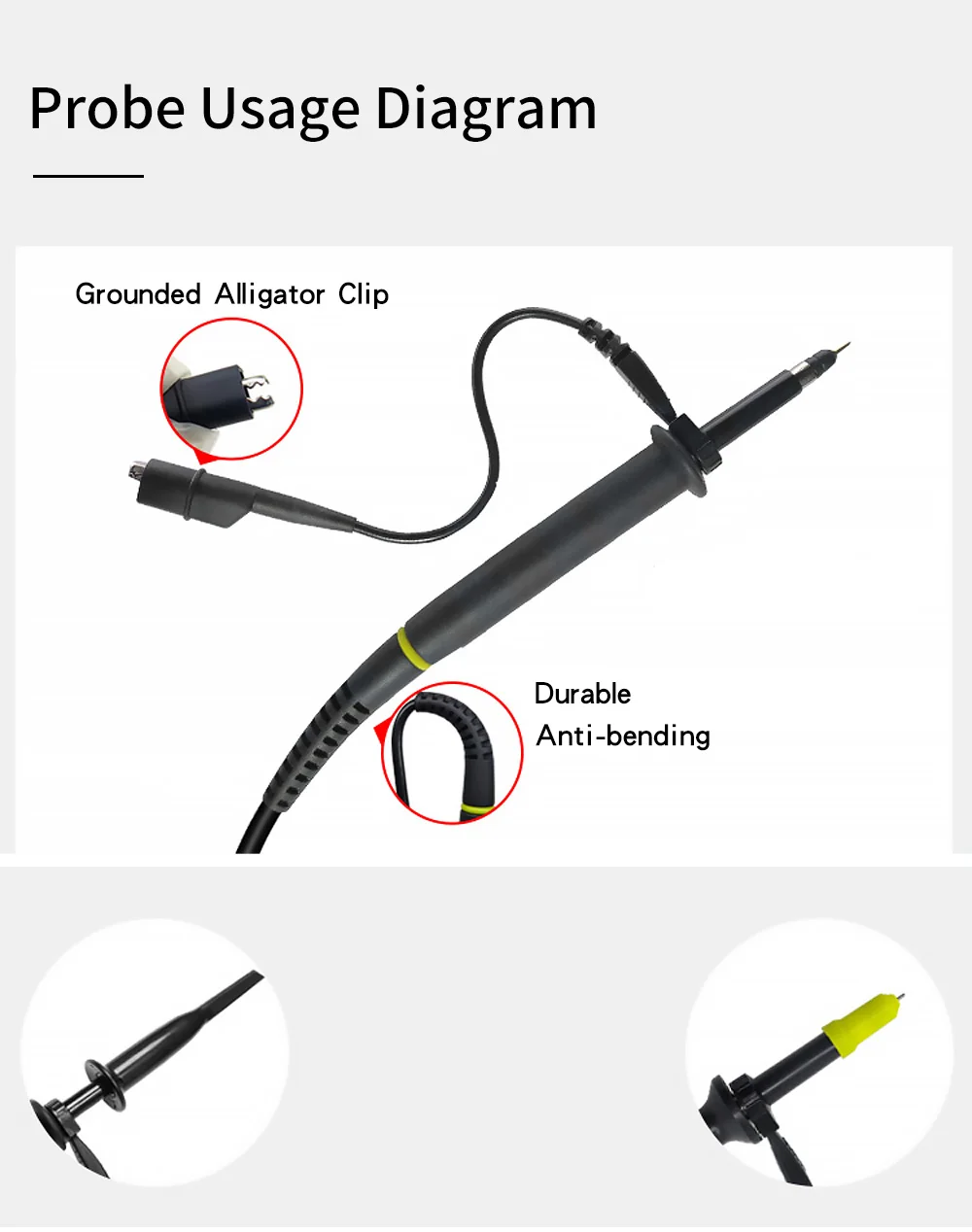 Description Picture 4 of itemHantek oscilloscope probe  PP80B PP150B PP200B 80Mhz 100Mhz 200Mhz  X1 200V X10 600V Applicable BNC