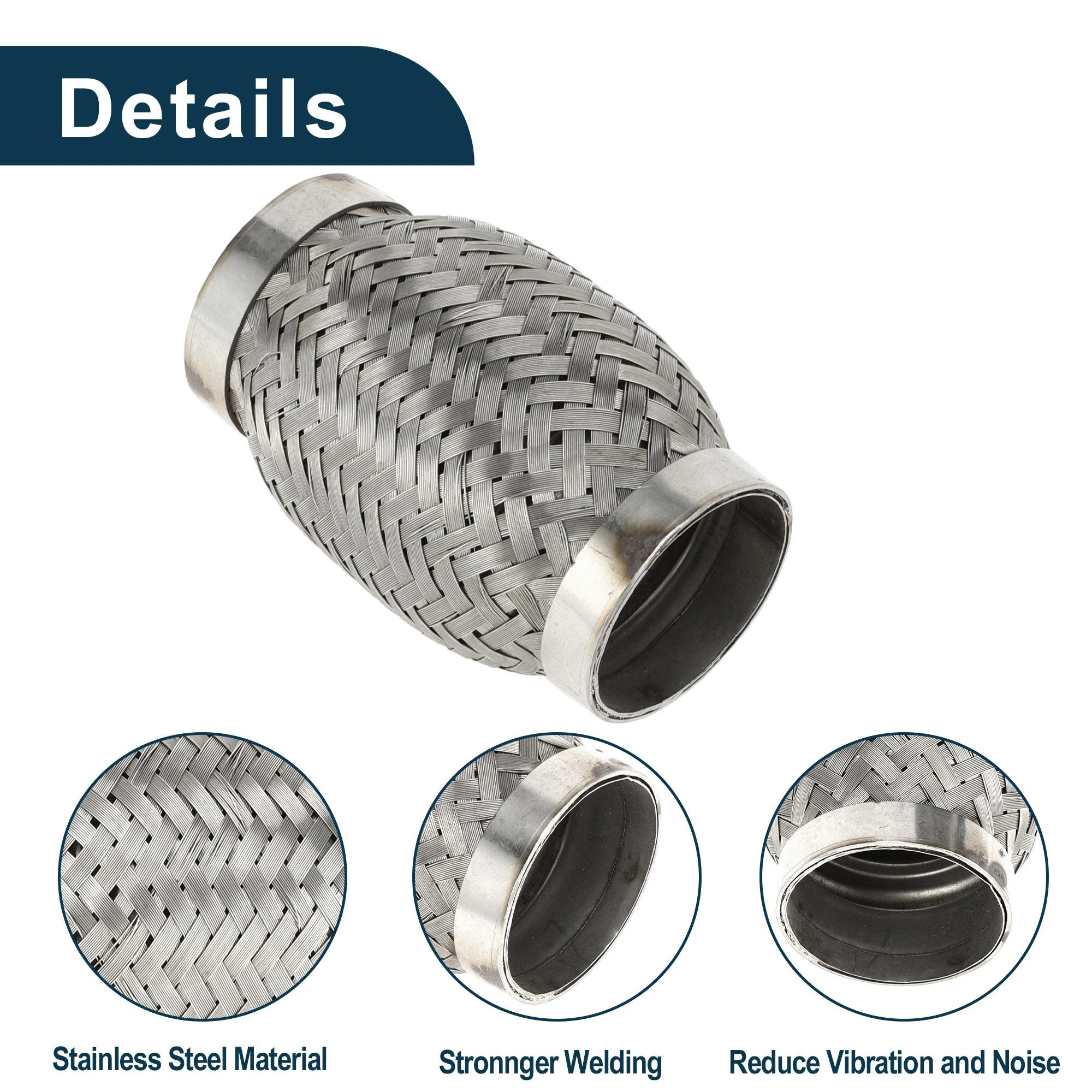 Exhaust Pipe Connector X Autohaux 100/160/200/250/300mm Car Exhaust Tube ID 45/50mm Universal Flexible Braided Exhaust Pipe Stainless Steel