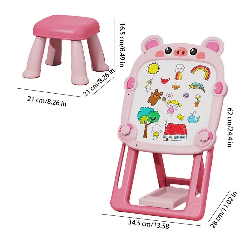 Double Sided Drawing Board Adjustable Double-Sided Magnetic Whiteboard Toddler Drawing Chalkboard Foldable Bracket Magnetic