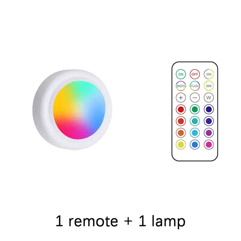 RGB LED Under Cabinet Lights with Remote Control Battery Powered Wireless Dimmable Night Lamp LED Lights for Home Wardrobe Light - Image 11