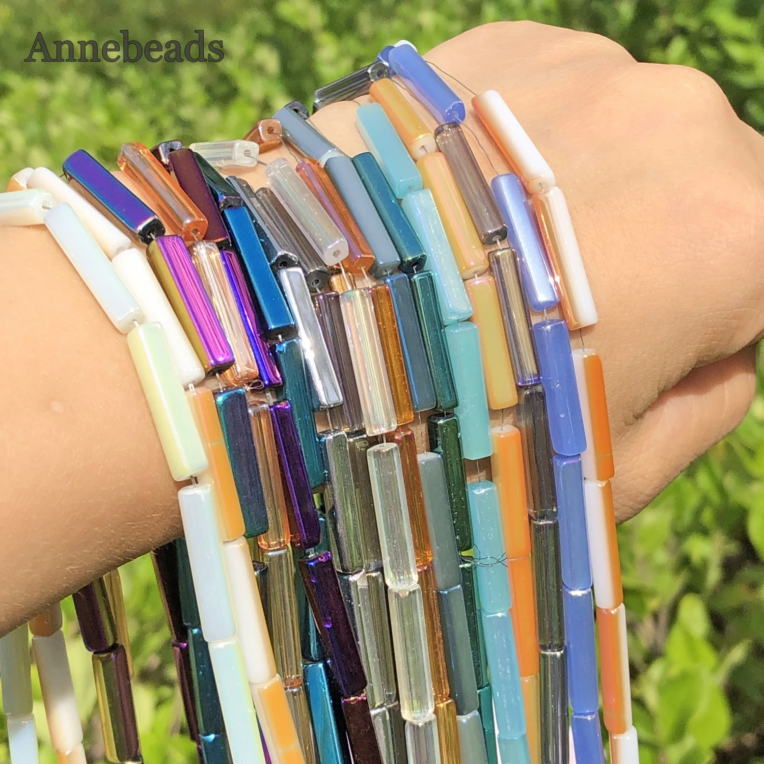 4x20mm Colorful Electroplated Long Tube Glass Crystal Cylinder