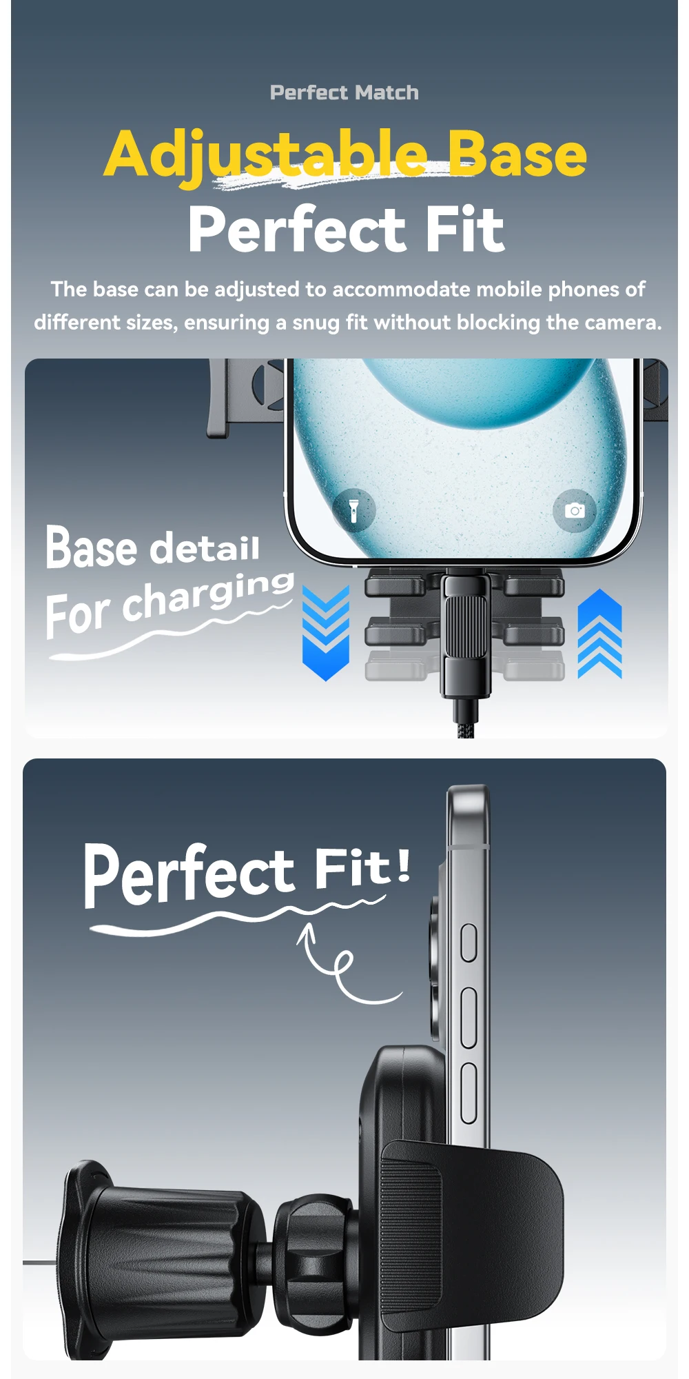 360°Rotating Car Phone Holder One-touch locking Air Vent Clip Universal Phone St