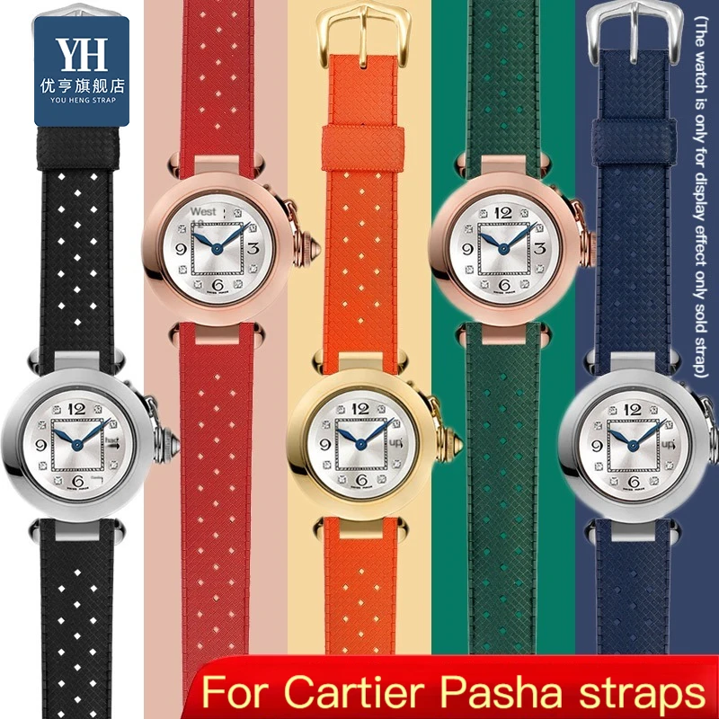 Concave interface rubber strap male suitable for Cartier Pasha PASHA series notch watch band bracelet 20 22mm watch accessories