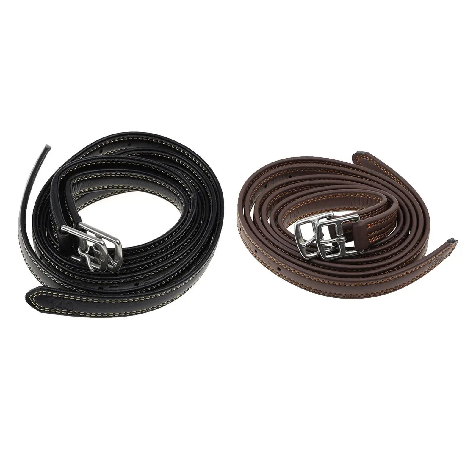 2 Pieces Stirrup Leathers with Stainless Steel Buckles 53.15inch Length Premium Accessories Adjustable Horse Riding Equipment