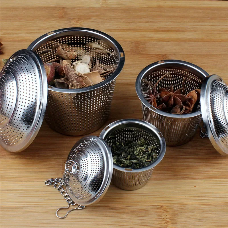 Spice Seasoning Bag Tea Strainer Chained Lid Stainless Steel Mesh