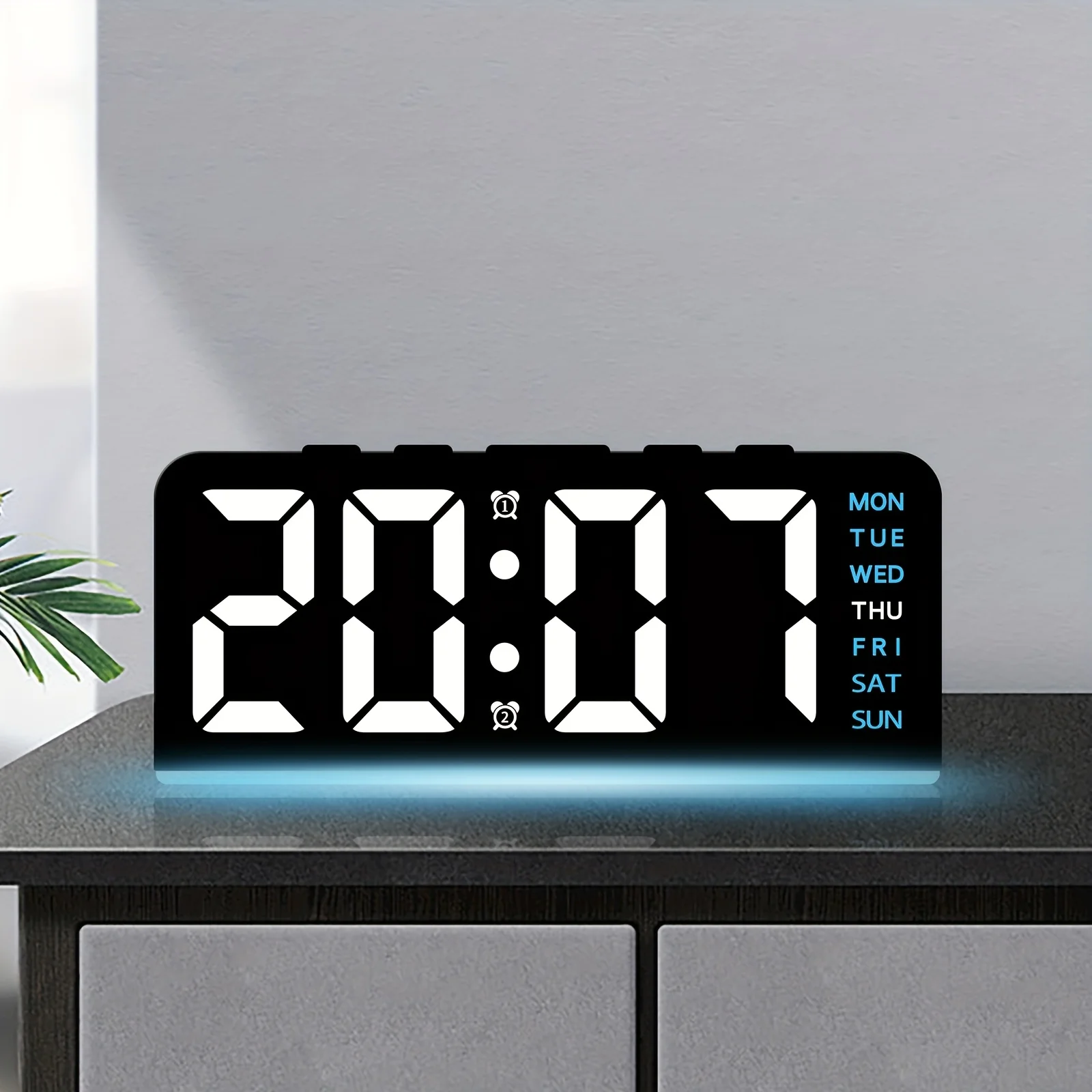 Nouveau réveil numérique LED, horloge de Table de bureau, veilleuse avec affichage de la température et du temps, rétro-éclairage, horloge Snooze, décor moderne 2